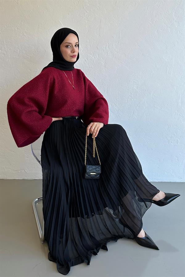 Rue Şifon Etek Siyah