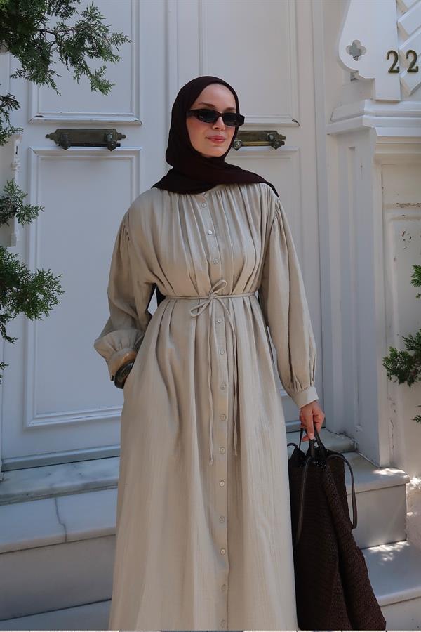 Teti Müslin Elbise Soft Yeşil