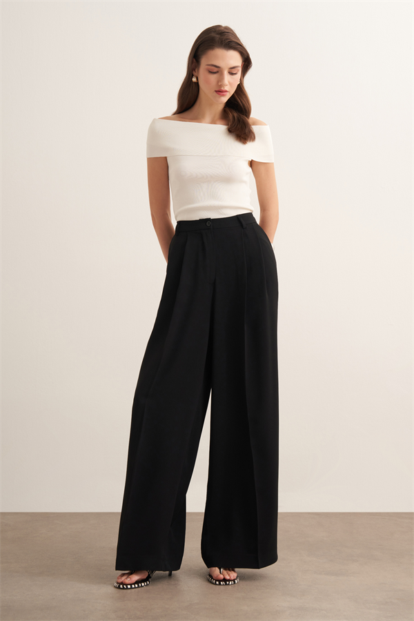 Taleen Geniş Paça Palazzo Pantolon Siyah