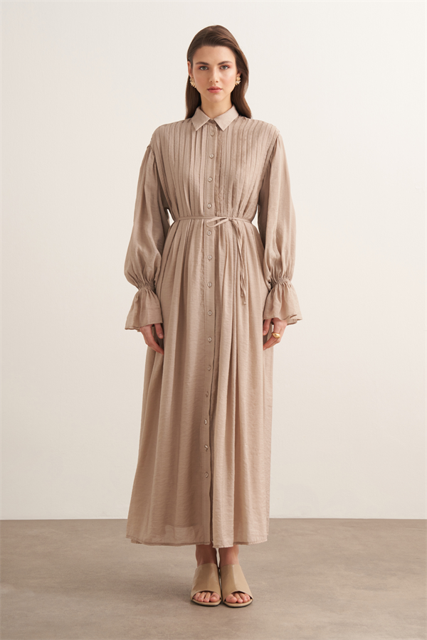 Talia Nervür Detaylı Elbise Ada Çayı