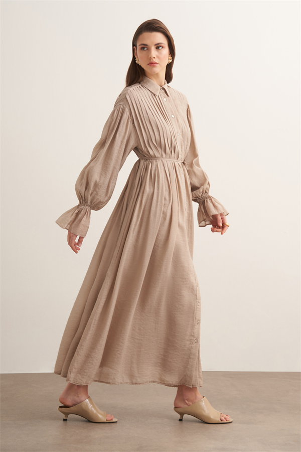 Talia Nervür Detaylı Elbise Ada Çayı