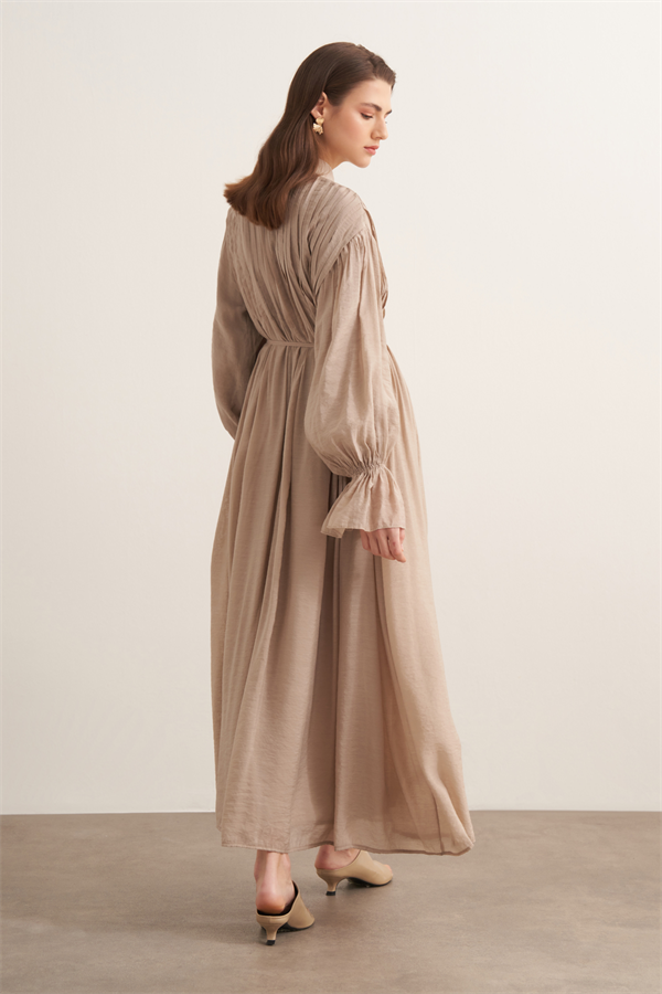 Talia Nervür Detaylı Elbise Ada Çayı