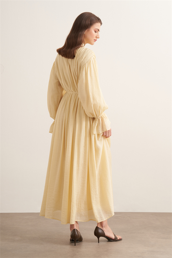 Talia Nervür Detaylı Elbise Butter