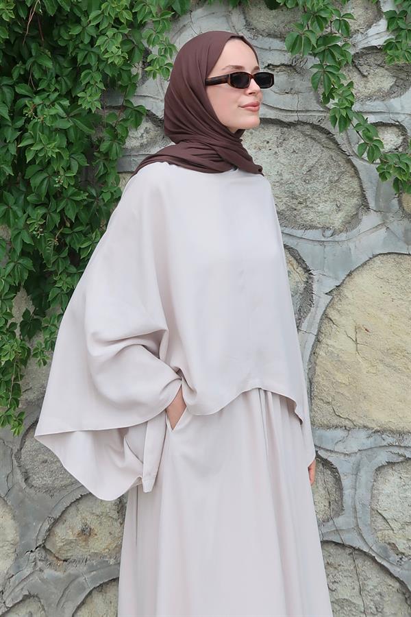 Samha Keten Bluz Krem