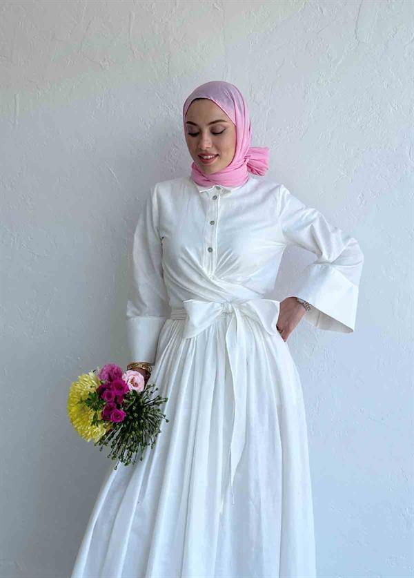 Valencia Keten İkili Takım Beyaz