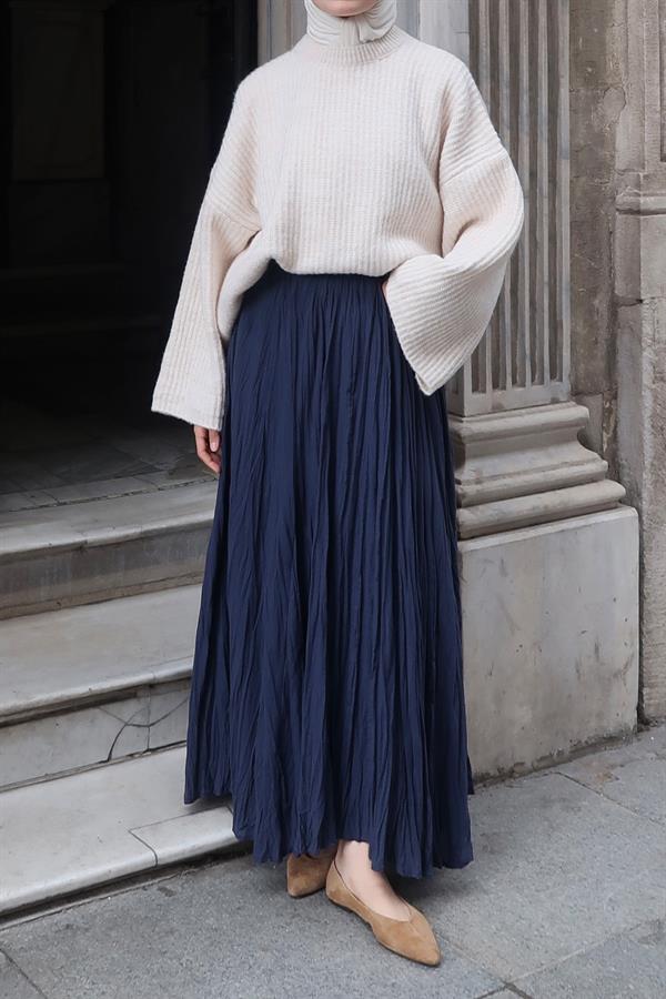 Lacivert Vual Crush Etek