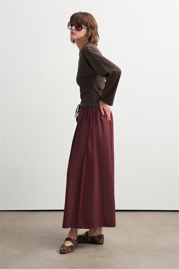 Wendy Geniş Paça Pantolon Bordo