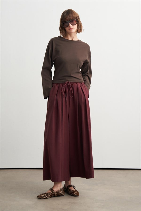 Wendy Geniş Paça Pantolon Bordo