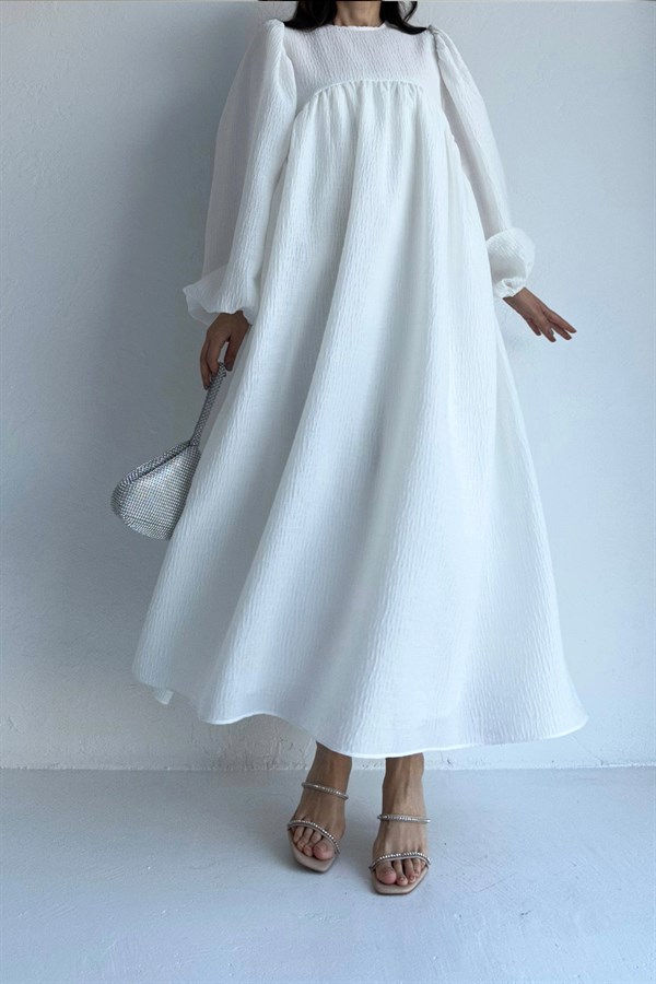 Beyaz Poplin Elbise