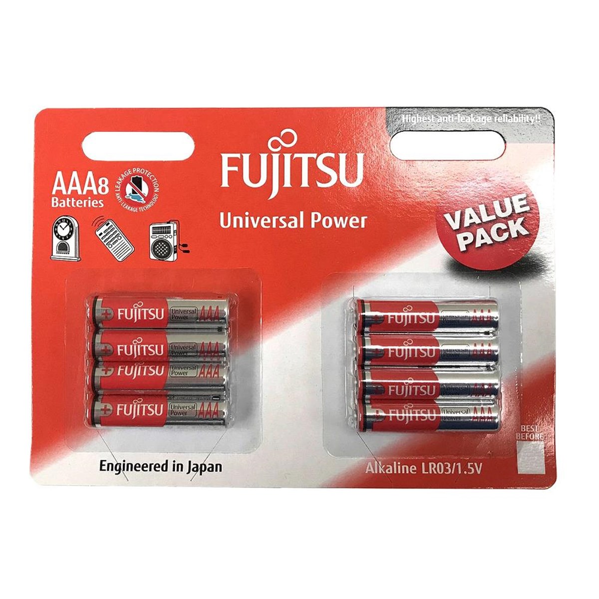 Fujitsu Universal Power LR03 Alkaline AAA İnce Kalem Pil 8'Lİ Paket
