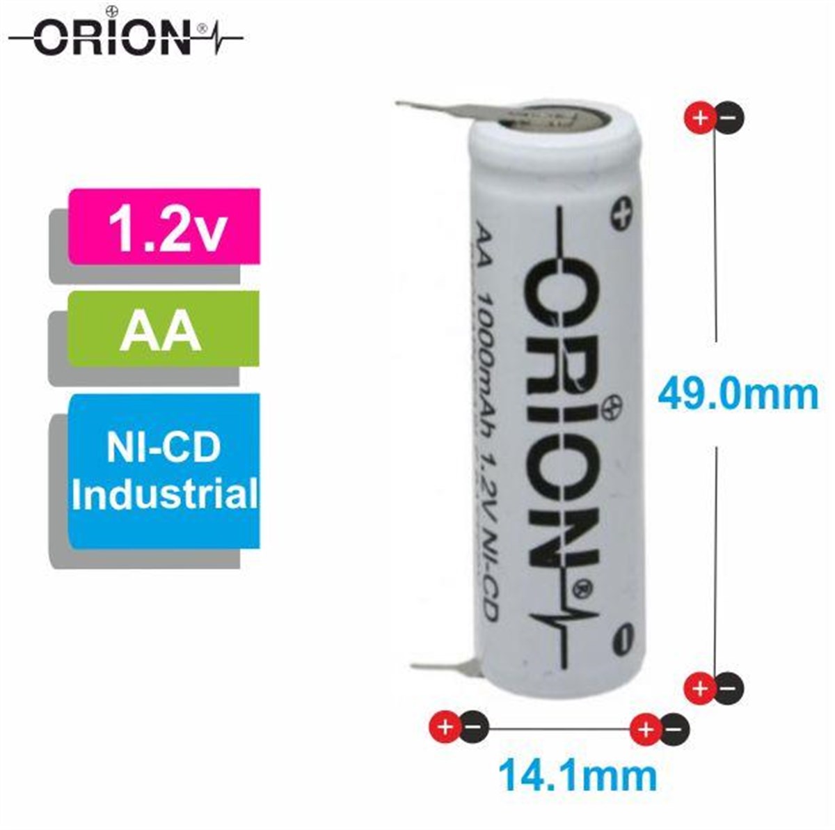 Orion 1.2V Ni-Cd AA 1000mAh Şarj Edilebilir Kalem Pil 2 Ayaklı |  PilSitesi.com