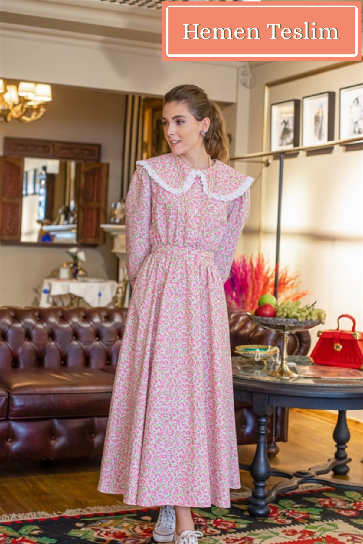 “Catherina” Pembe Çiçekli