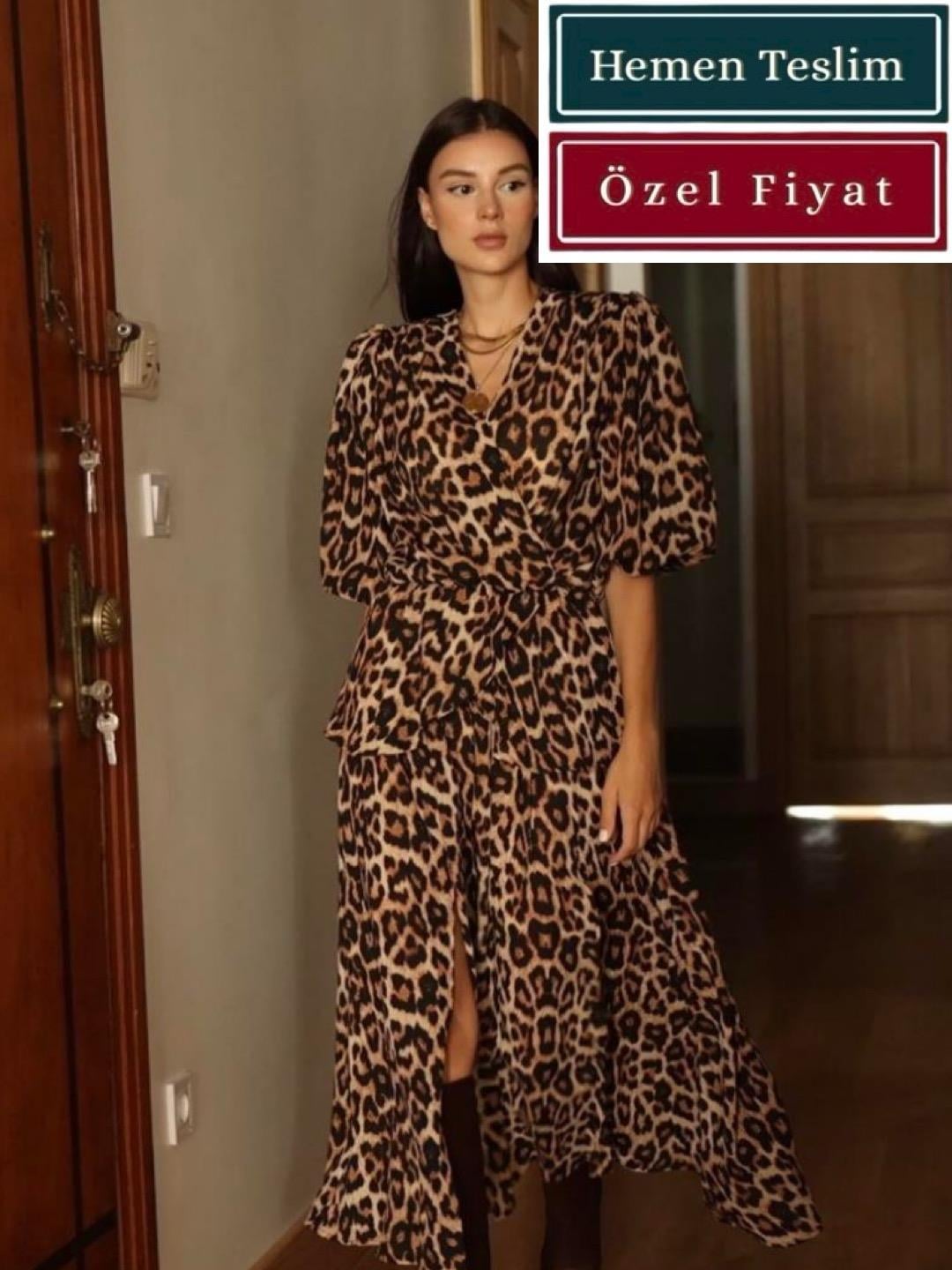  Leopar Peplum Takım