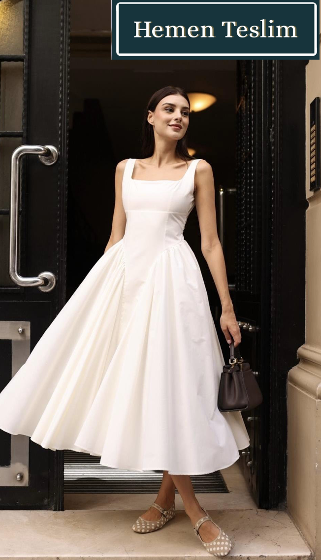 “Lily” Ekru Midi