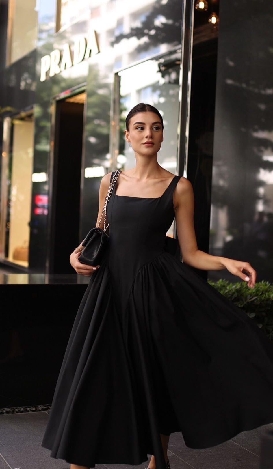 “Lily” Siyah Midi