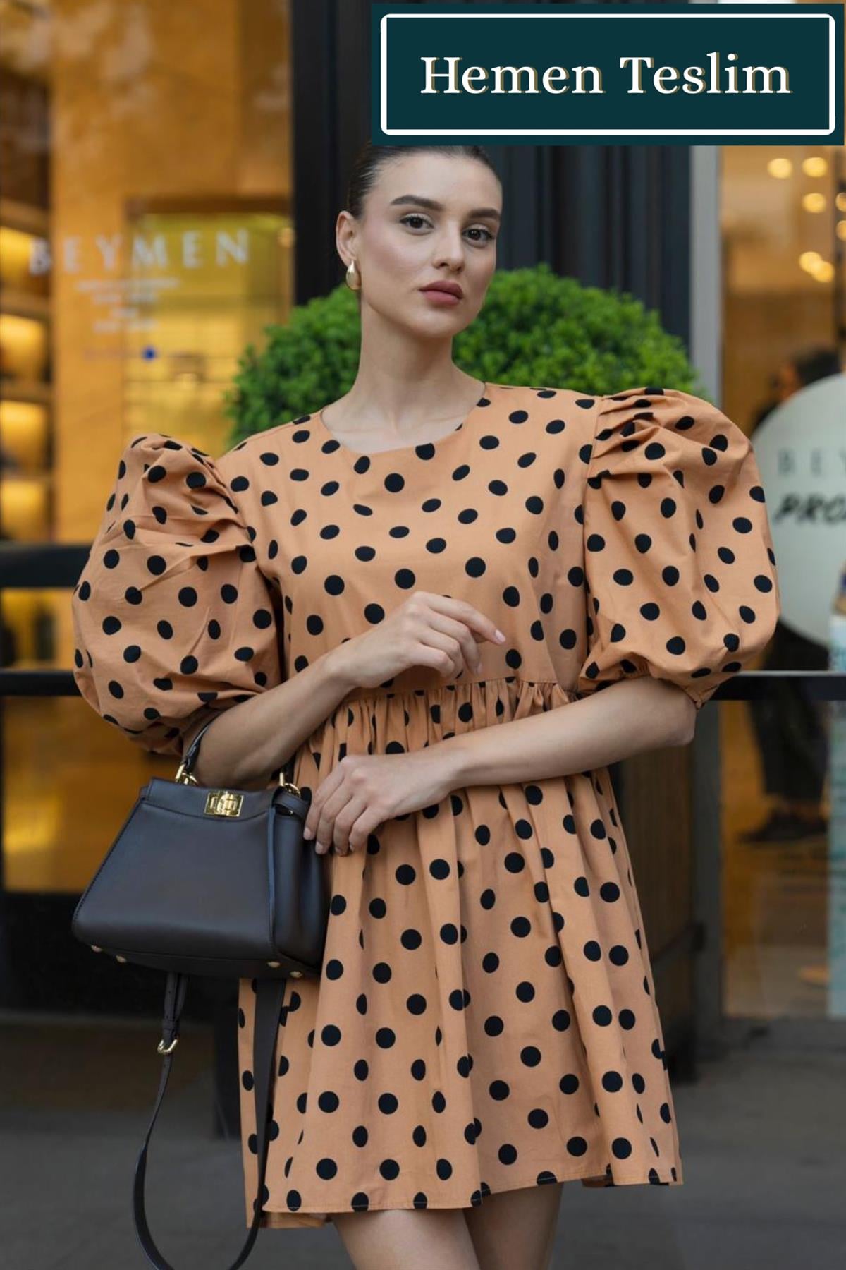 Balon Kol Piknik Siyah Puanlı