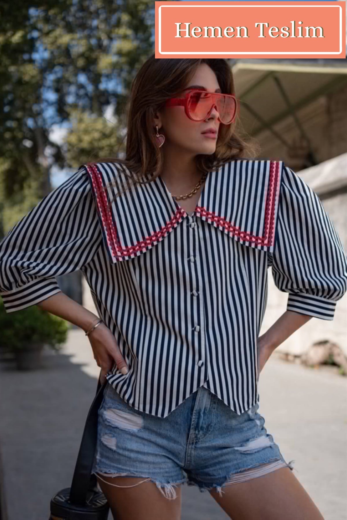 Çizgili MAXI YAKA