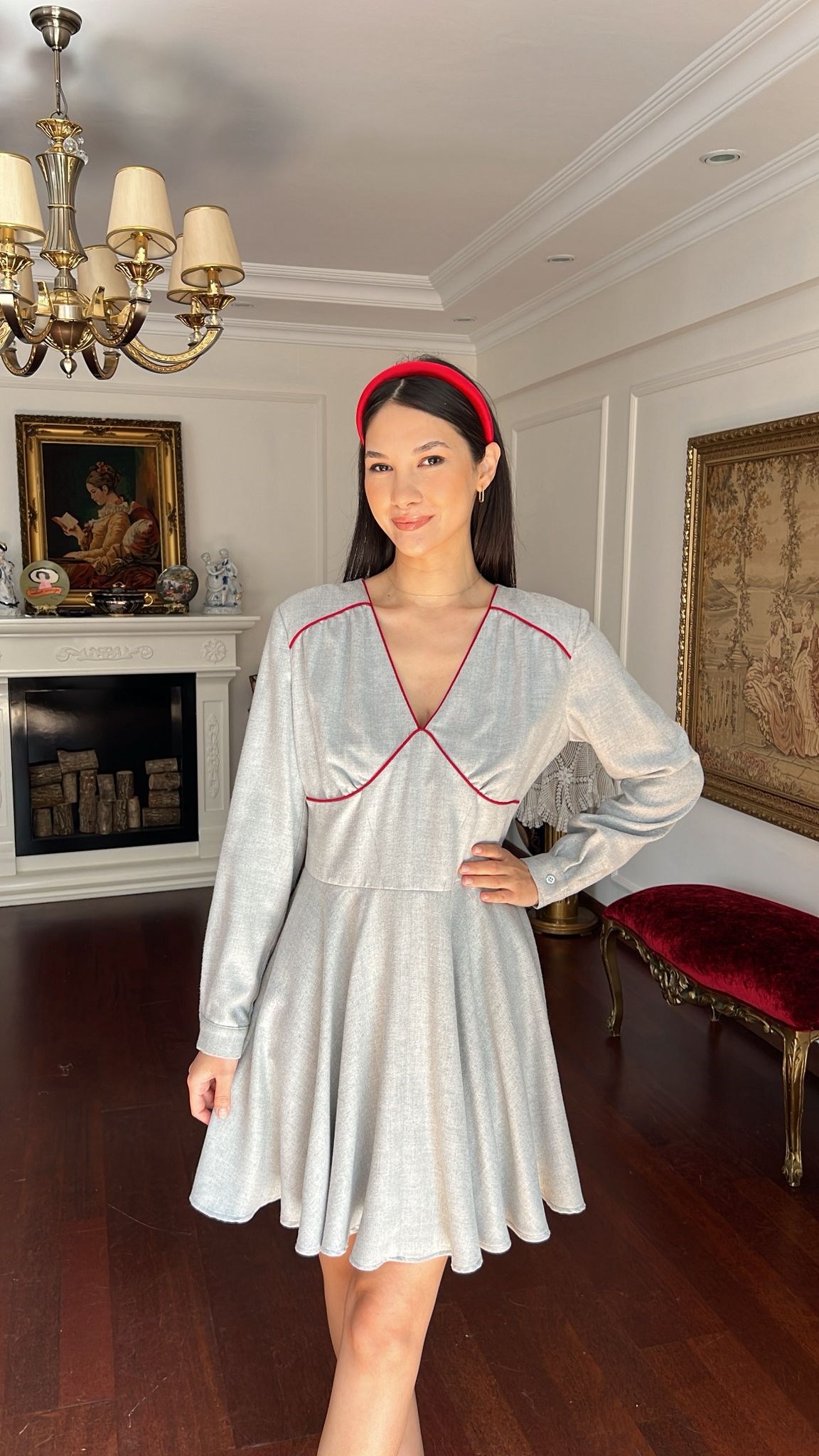 Gri Gabardin Elbise *Arşiv Koleksiyon*