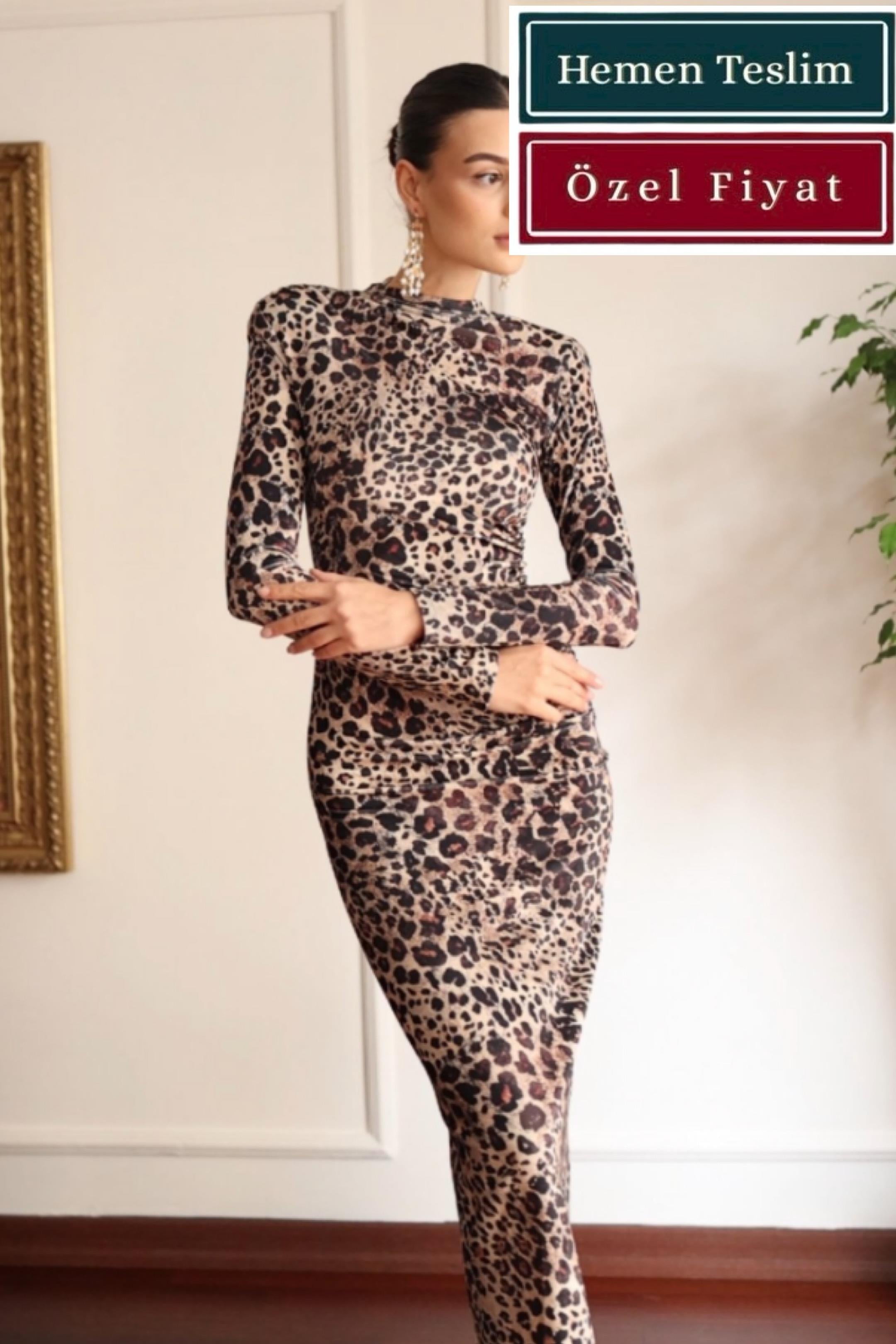 Leopar 1980'ler Elbise
