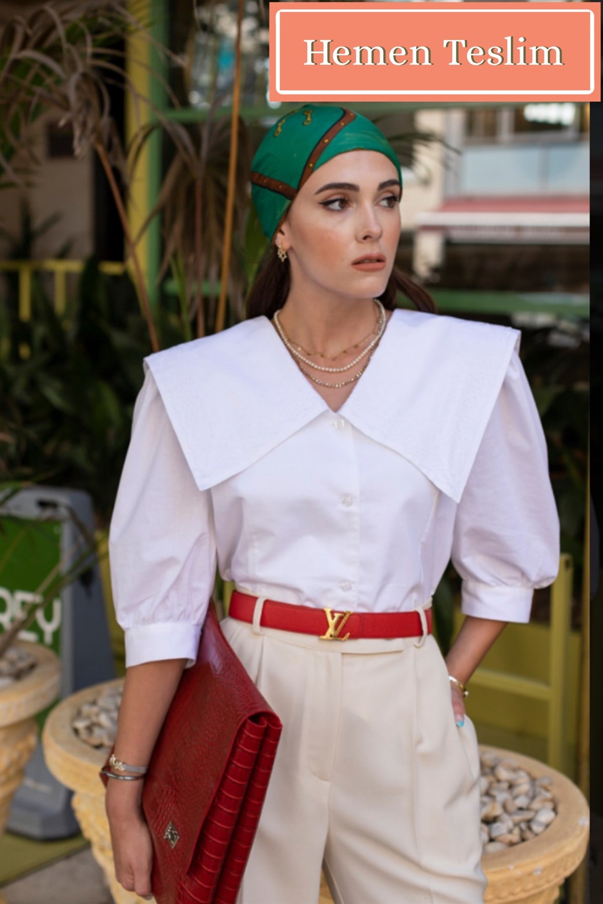 MAXI YAKA BEYAZ BLUZ