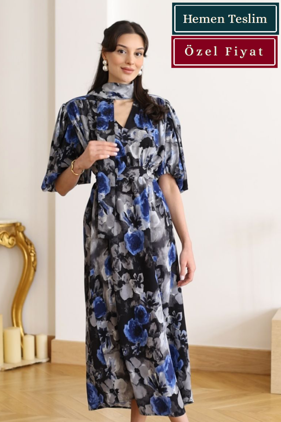 'Nicole' Mavi Çiçekli