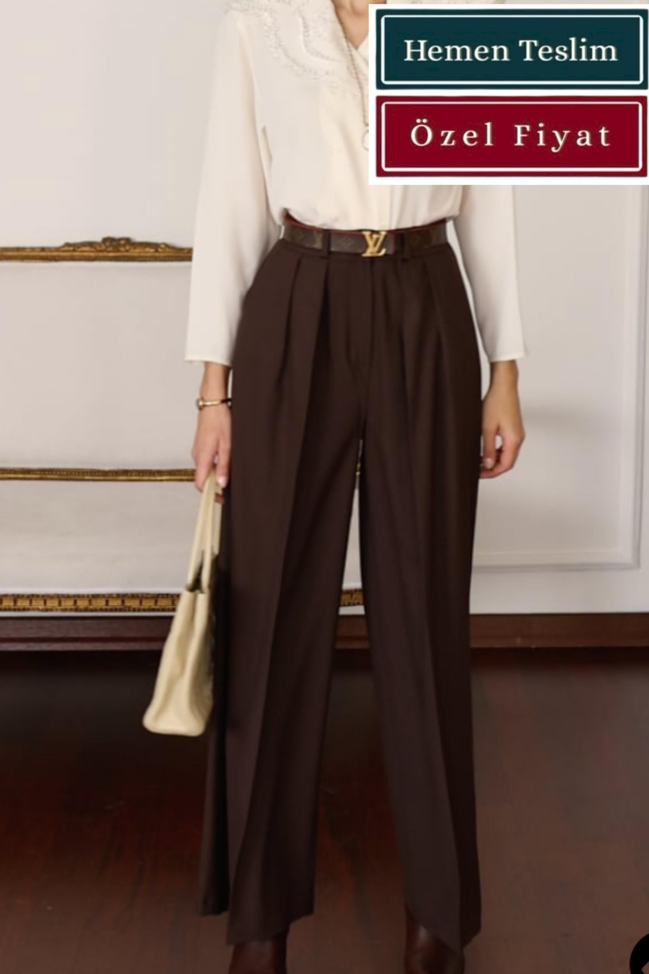 Plikaşe Kahve Pantolon