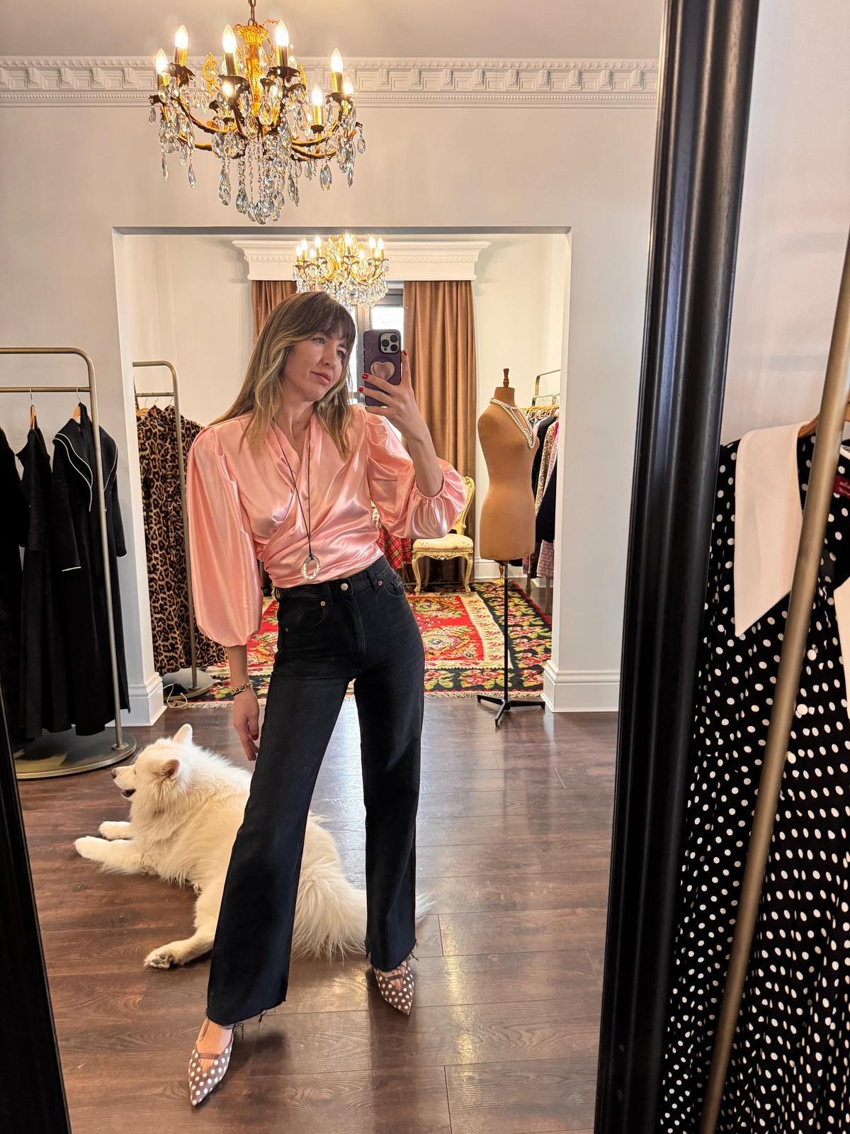 Reglan Vatkalı Pembe Bluz