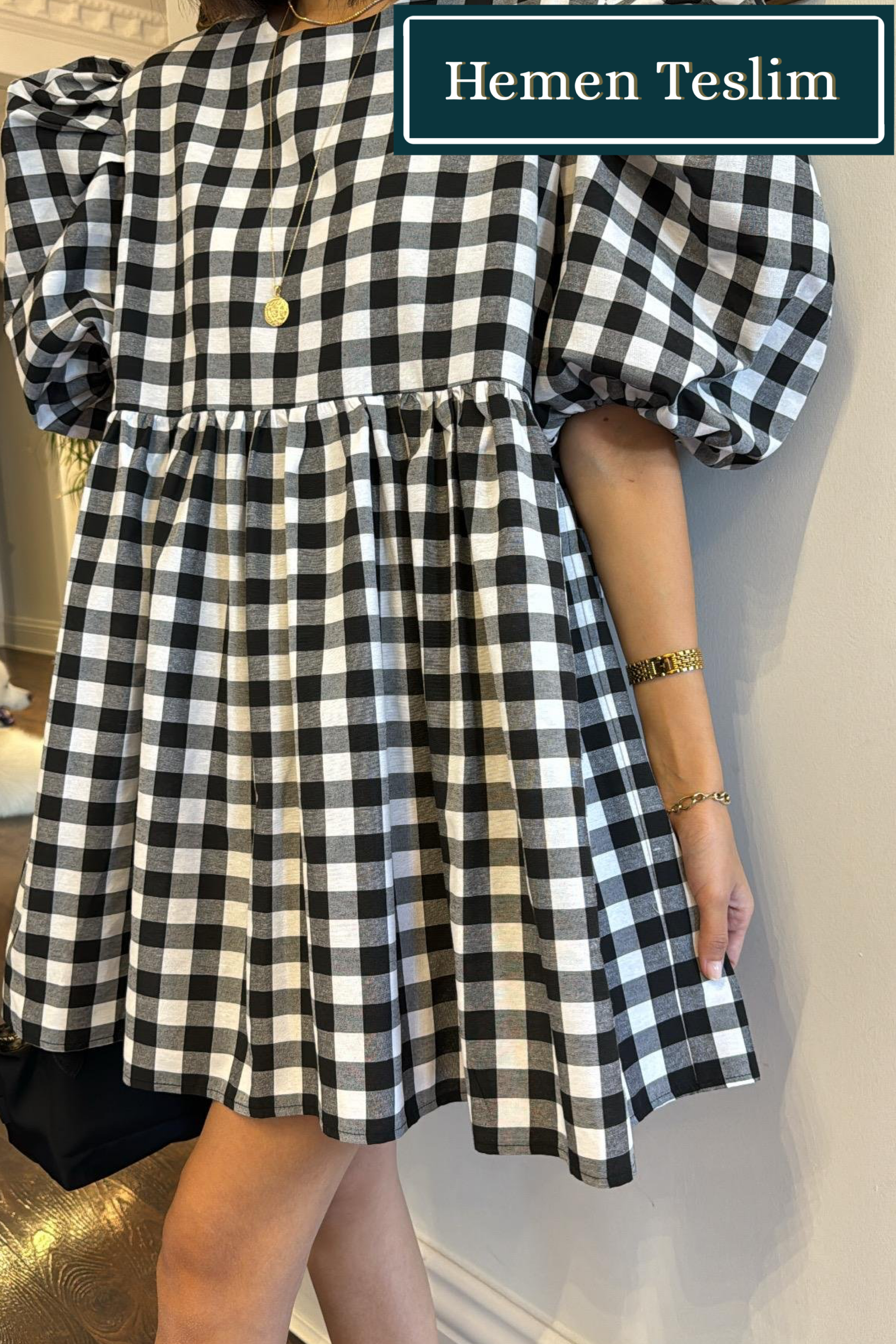 Siyah Pötikare Balon Kol 