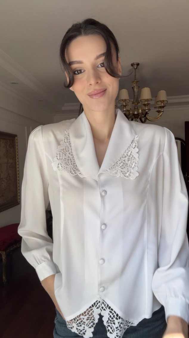 Vintage Brode Detaylı Gömlek