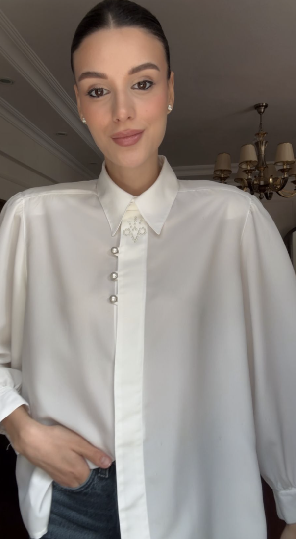 Vintage Ekru Gömlek 