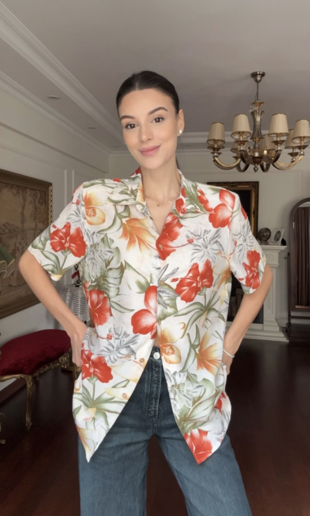 Vintage  Floral Desenli  Gömlek