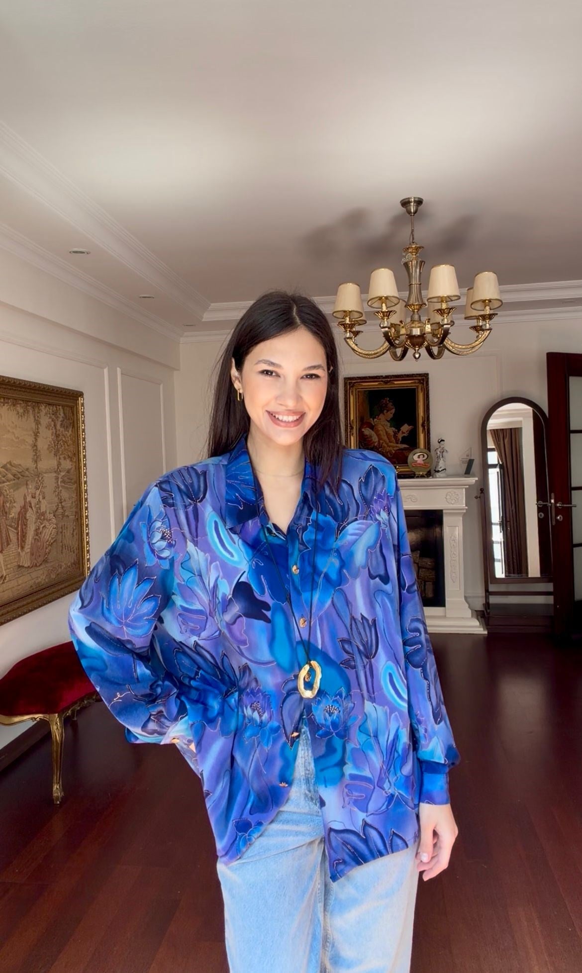 Vintage Floral Print  Gömlek 