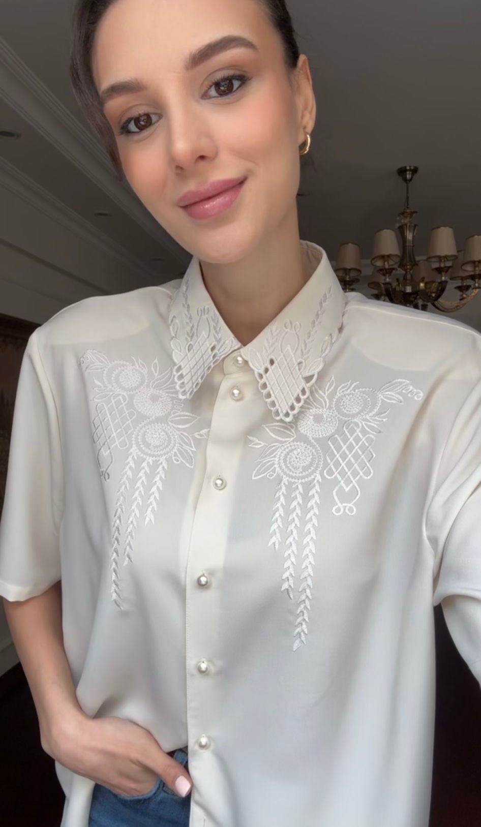 Vintage Nakış İşli Gömlek