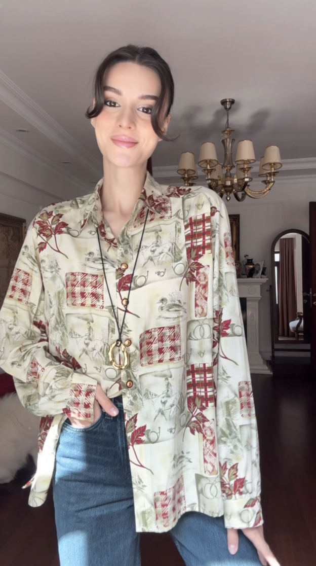 Vintage Patch Desenli Gömlek