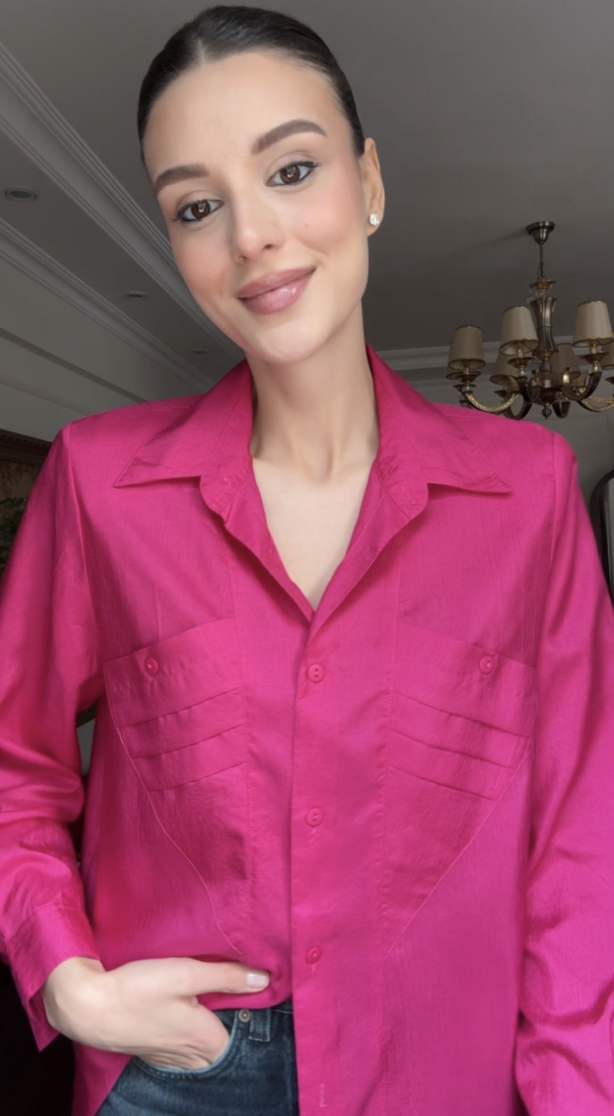 Vintage  Pembe şantuk  Gömlek 