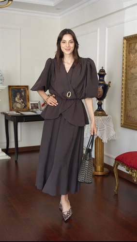 Peplum Takım Kahve