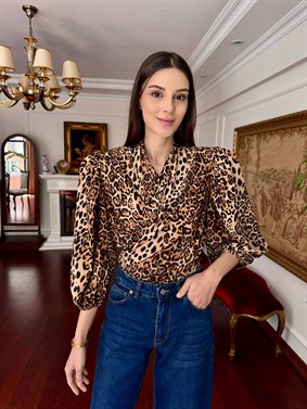 Reglan Vatkalı Leopar Bluz