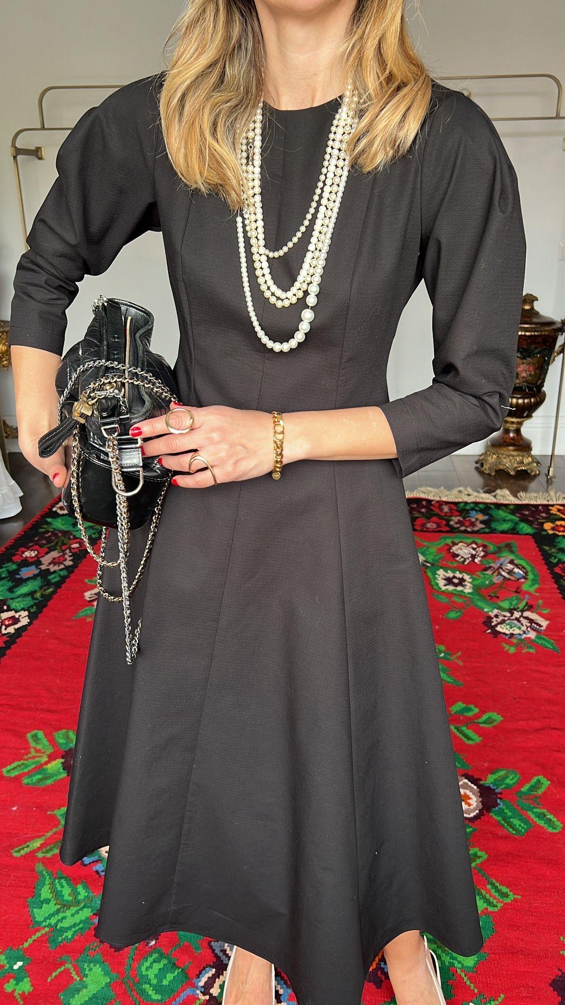 “Rebecca” Siyah Gabardin