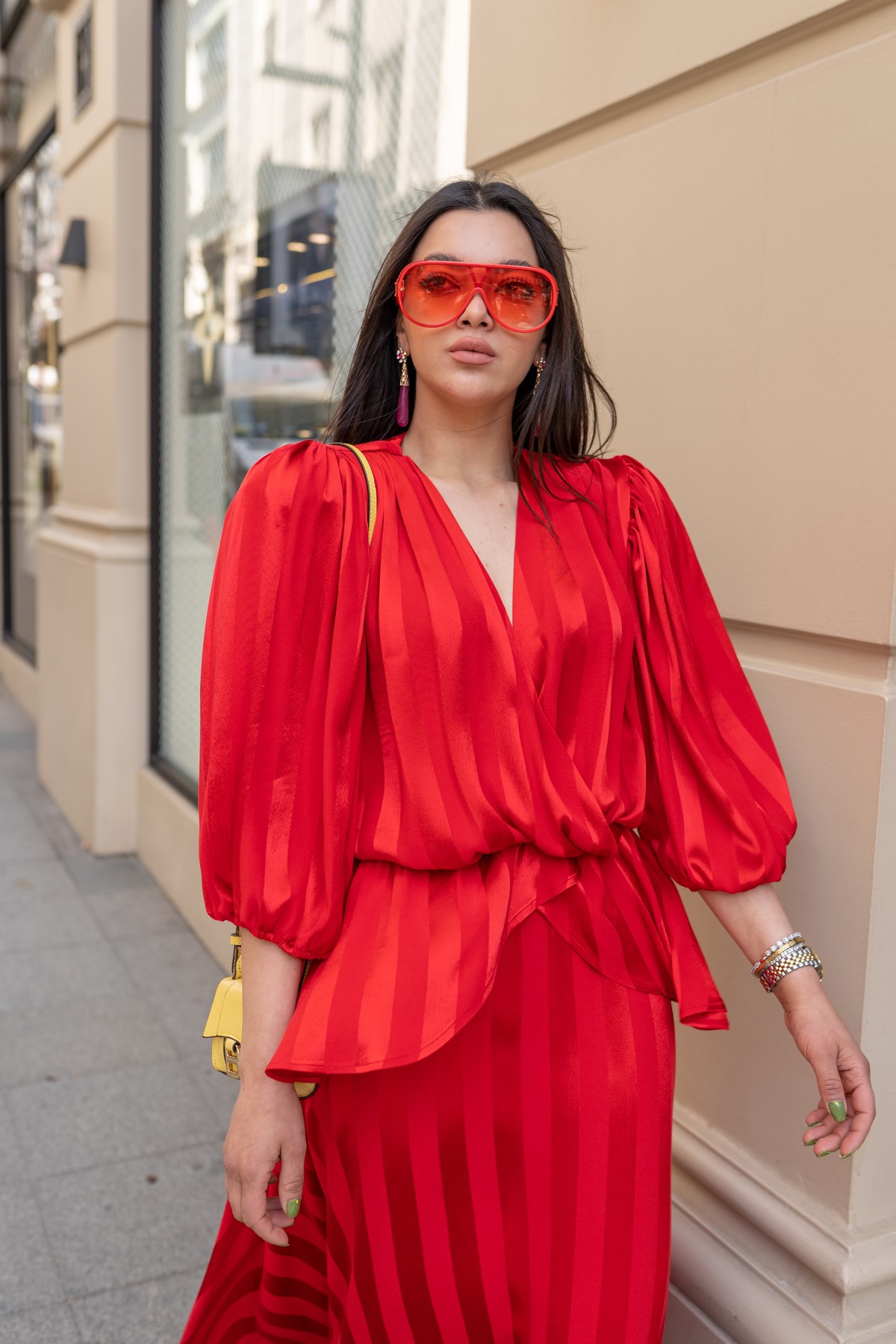 Kırmızı Peplum Bluz