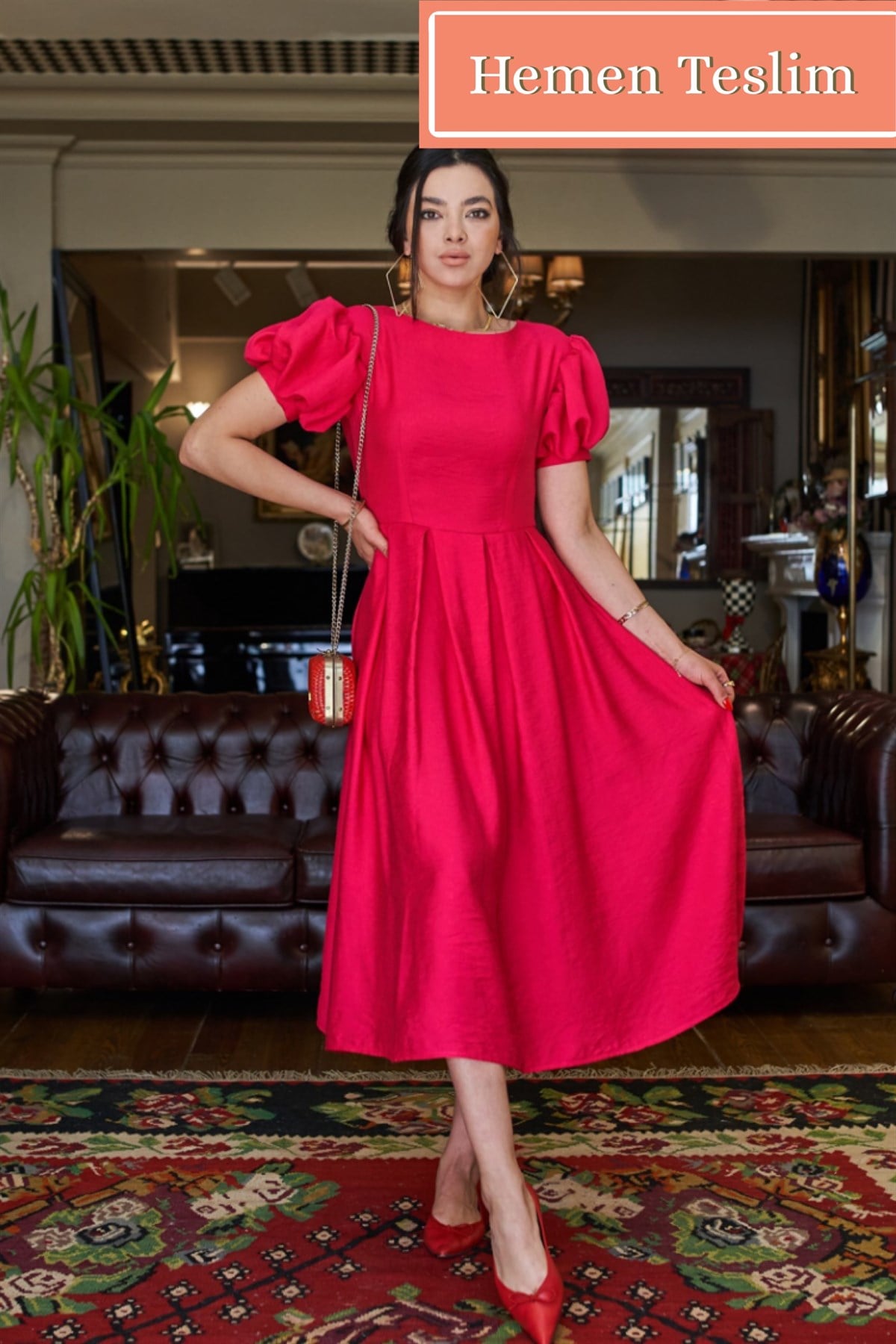 Lale Balon Kol Elbise