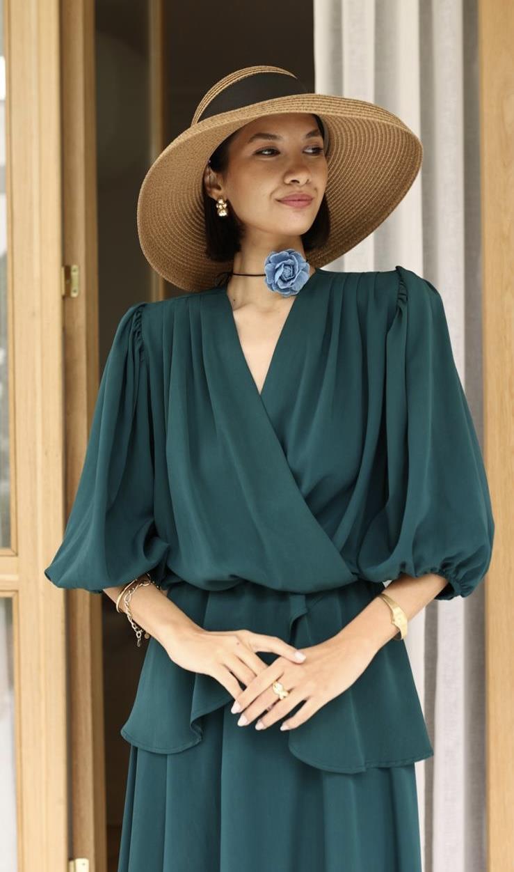 Petrol Yeşili Peplum Takım 