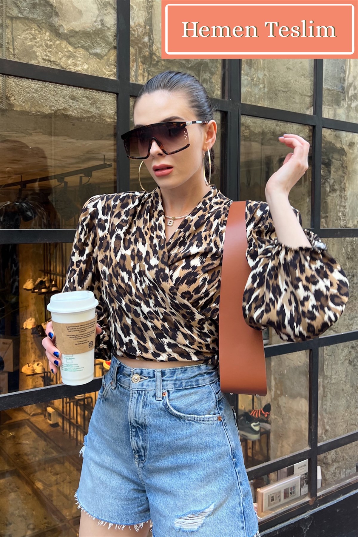 Reglan Vatkalı Leopar Bluz