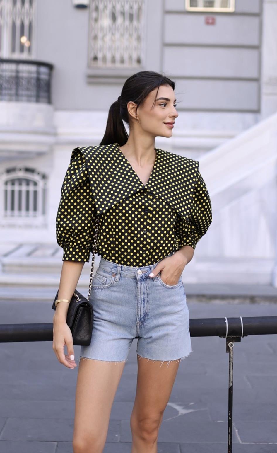 Sarı Puanlı Maxi Yaka 