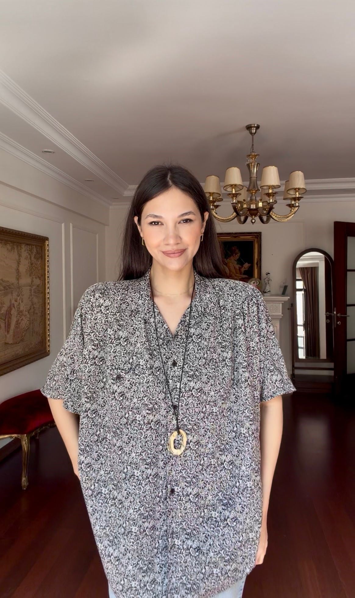 Vintage Etnik Desenli Gömlek 