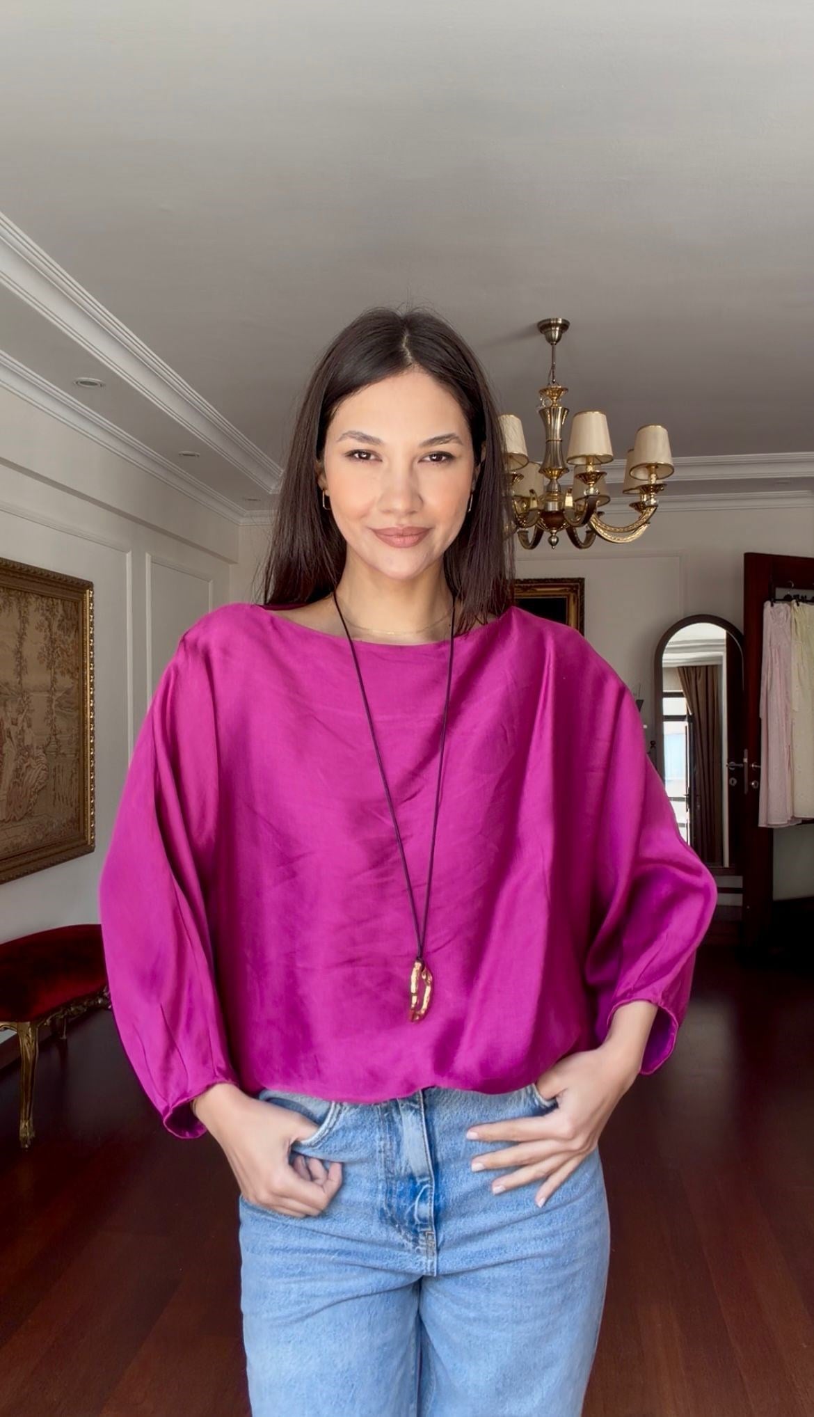 Vintage Fuşya Gömlek 