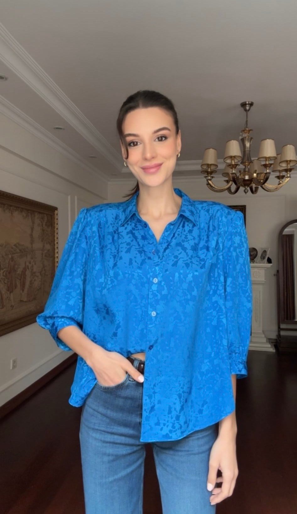 Vintage Jakar Desenli  Gömlek