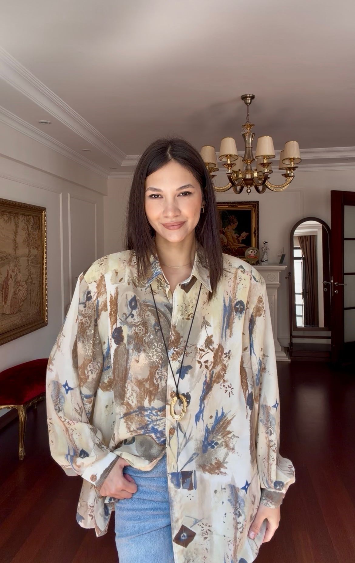 Vintage Karışık Desenli  Gömlek 