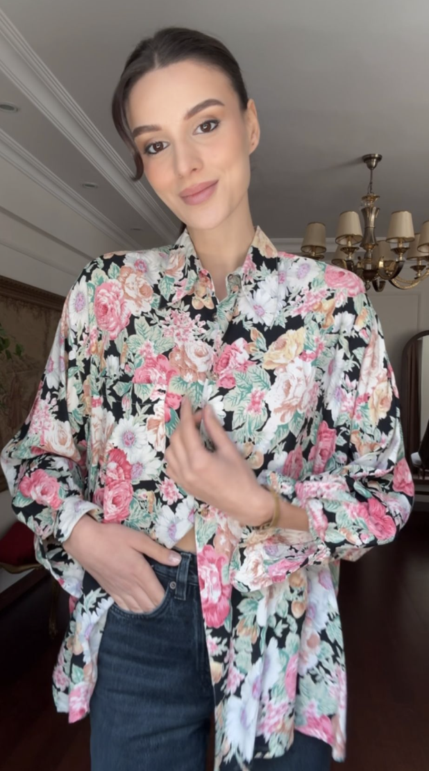 Vintage Mix Flowers Gömlek