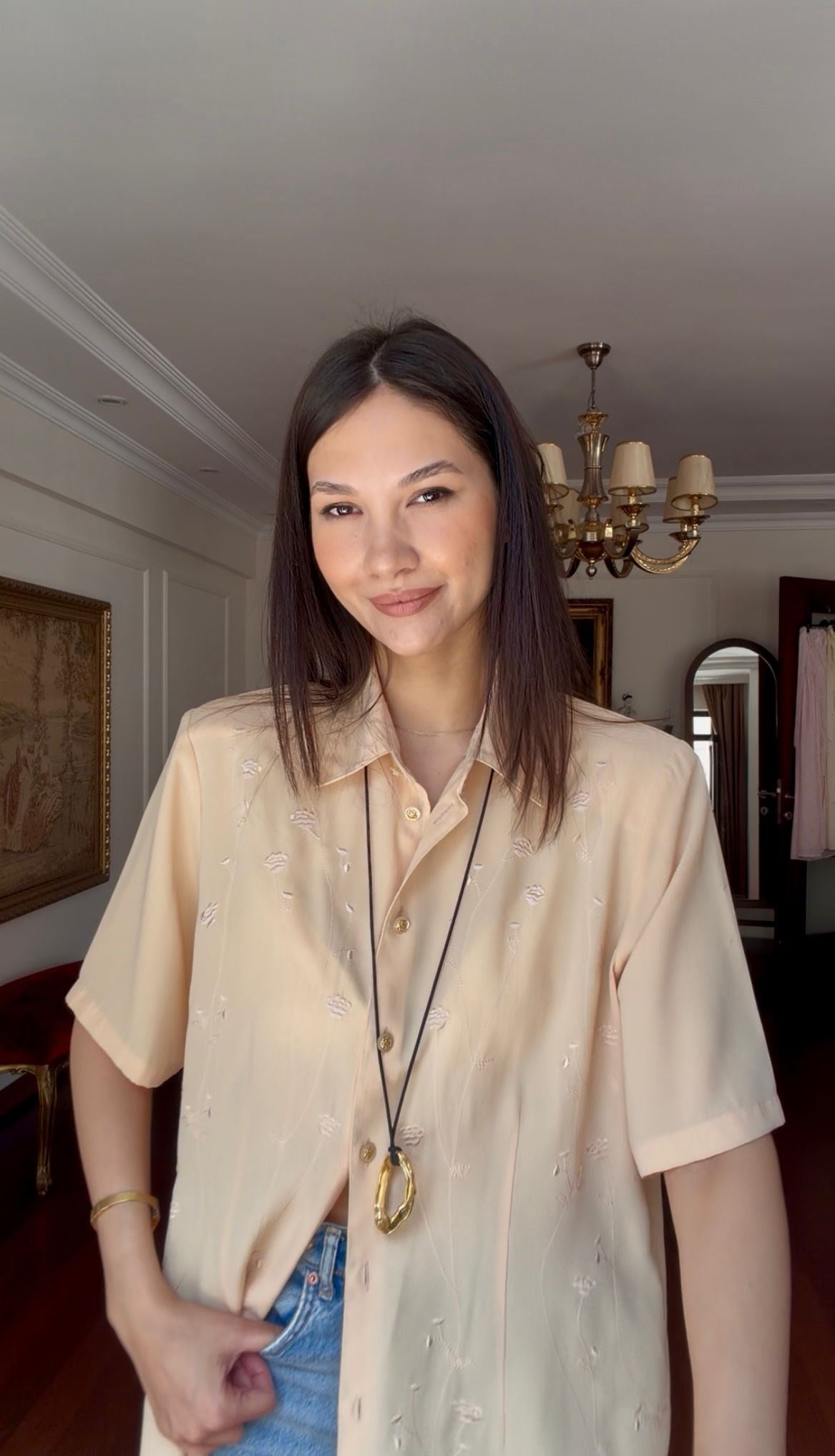 Vintage Nakış Detaylı  Gömlek 