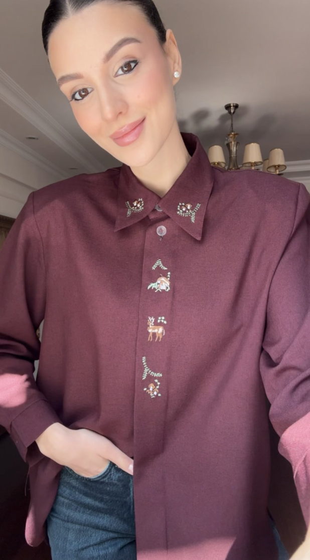 Vintage Nakış Detaylı Gömlek